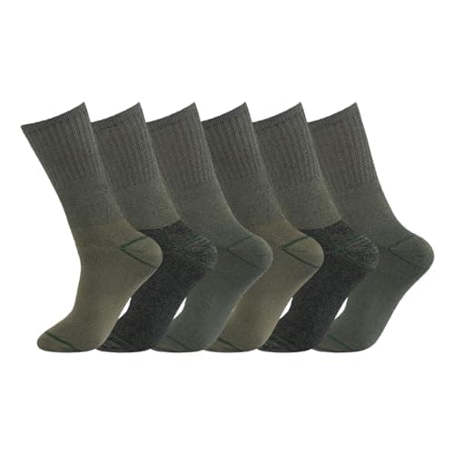 Molten Creek® Men Combat Green Socks, Military Boot Thermal Socks, Comfortable and Lightweight, Casual & Workwear, Outdoor Socks, Regular, Loose Top, Adults, Pack of 6