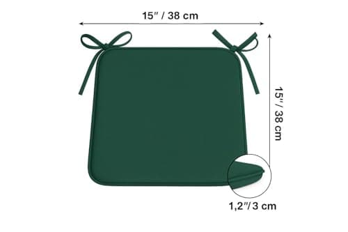 L S U Multi Pack Comfortable Seat Pads for Dining Chair Kitchen Garden with Tie on indoor Outdoor Foam Cushions (6, Green) — view 2