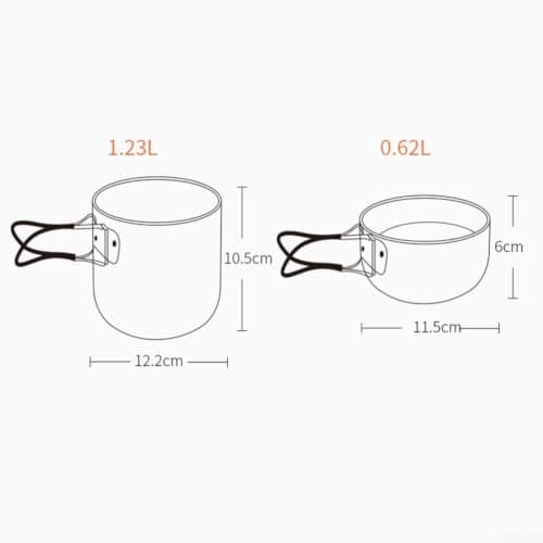 Backpacking Mess Kit 1.23L Foldable Handle(Orange handle) — view 4
