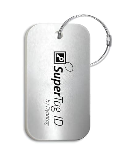 Dynotag® Sentry Series Solid Metal Web Enabled Smart Luggage ID Tag + Steel Loop, w. DynoIQ™ & Lifetime Recovery Service (Frost Silver, Anodized Aluminum) — view 3