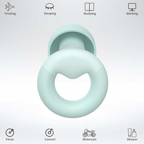 Noise-Cancelling Reusable Silicone Earplugs for Sleeping, Snoring, Work, Study, Concerts, and Noise Sensitivity – Soft Comfort Fit, 30–35dB Noise Reduction (Turquoise, One Size) — view 2