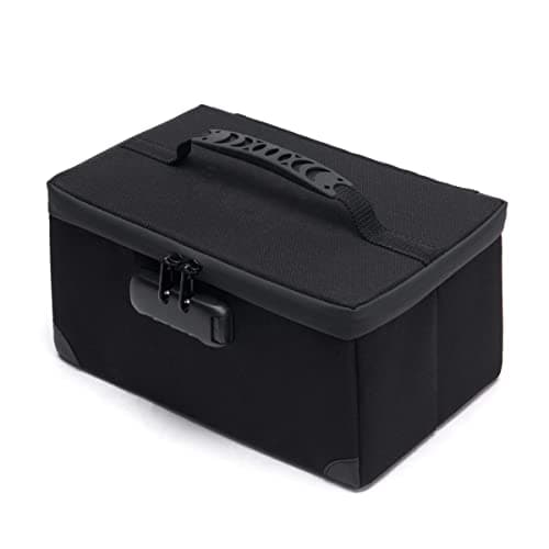 KaAutoler Portable Cosmetic Bag with Lock, Large Capacity Travel Makeup Case Organiser, Waterproof Makeup Bags for Women Toiletry Bag for Girls Traveling with Handle and Divider Makeup Bag, Black