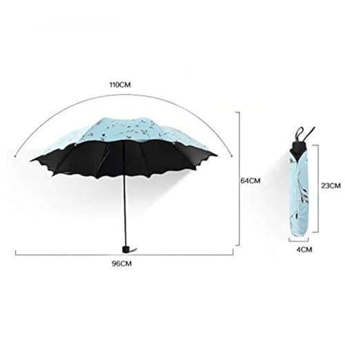 Constprog Women's Folding Floral Sun Umbrella Portable UV Protection Ladies Sun Parasol Windproof Strong Compact Umbrella Summer UPF 50+ Lightweight Travel Garden Sun Rain Umbrellas (Blue) — view 2