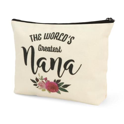 Nana Gift Makeup Bag The World's Greatest Nana Cosmetic Bag Floral Linen Travel Toiletry Bag Grandma Appreciation Pouch Organizer