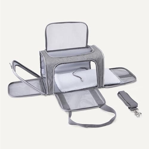 Amazon Basics Tote-Like Soft Cat & Dog Carrier with Adjustable Shoulder Strap, Airline-Approved, Foldable and Portable Design, Mesh Ventilation,43.2cm x 27.9cm x 27.9cm, Grey — view 4