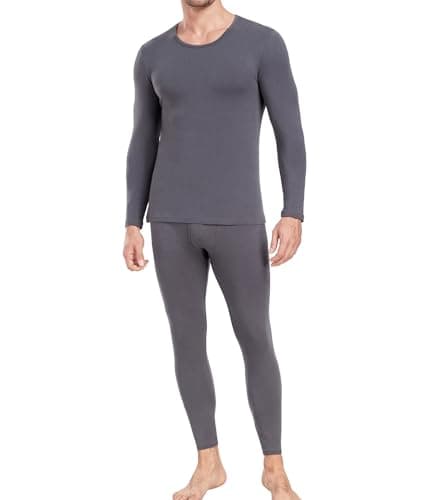 wirarpa Men's Thermal Underwear Set Cotton Long Johns Base Layer Grey M