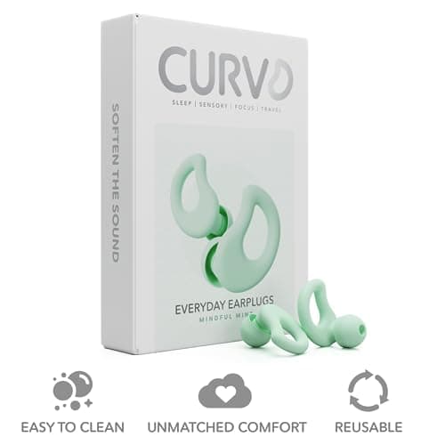CURVD Everyday Earplugs – Ultra Soft, Customizable Sleep, Travel, Sensitivity, Noise Protection, for Sound Canceling Isolation, up to -30dB Reduction, NRR 15, Reusable and Sustainable (Mint) — view 3