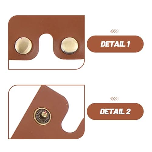 LOORGVEL 4pcs Manual Safety Head Protector Set Brown Leather Double Edge Head Cover Protective Sheath for Men’s Travel Shaving — view 3