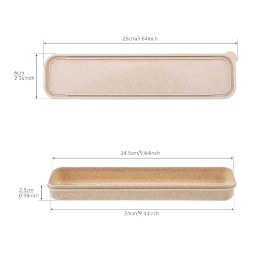 OriGlam 1pcs Reusable Utensils Wheat Straw Travel Cutlery Box, Portable Tableware Flatware Box for Picnic Camping (Beige) — view 5