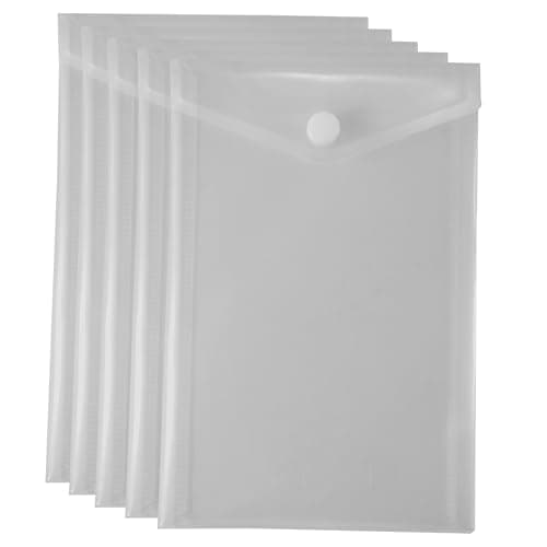 eco-eco A6 50% Recycled Clear Transparent Portrait Press Stud Popper Wallet, Plastic Folders 180x120mm (Pack of 5), 200mic, eco159 — view 2