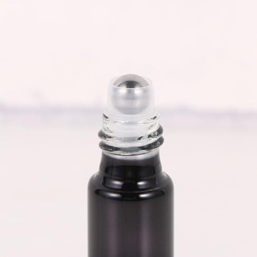 HOMOCONO Glass Roller Ball Bottles 6pcs with Stainless Steel Roller 10ml Black Refillable Travel Size Containers for Aromatherapy Essential Oil and Eye Cream for Home and Travel Use — view 3