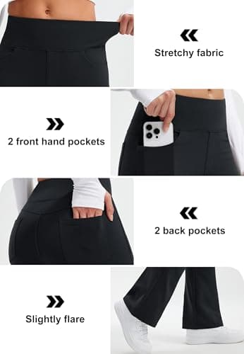 Libin Womens Fleece Lined Flared Leggings Thermal Trousers 31,Black M — view 5