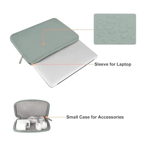 MOSISO 13 inch Laptop Case Neoprene Sleeve with Small Bag,Antique Green — view 2