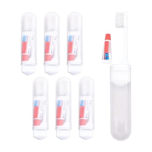 Travel Toothbrush Set of 6 - Foldable Toothbrushes - Portable Toothbrush Set with Toothpaste - Orthodontic Toothbrushes - Compact Toothbrush Set with Mini Toothpaste - Travel Size
