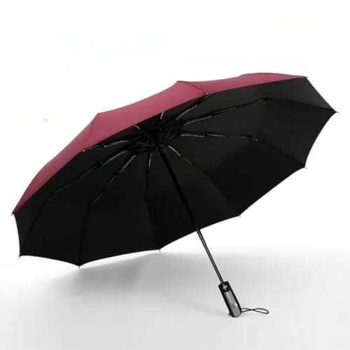 Gyios Sun Umbrella Double Layer Folding With Inner Light Blocking Coating, Windproof Waterproof Portable -burgundy — view 5