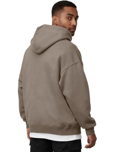 Oyamiki Men's Hooded Zip Up Hoodies Casual Plain Hoodie Light Brown S — view 2