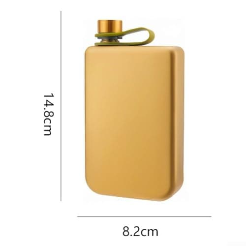 GLOBALHUT Matte Stainless Steel Hip Flask 9oz with Funnel, Leakproof Pocket Liquor Bottle for Men Women, Portable Wine Pot for Travel Camping Party(Gold) — view 2