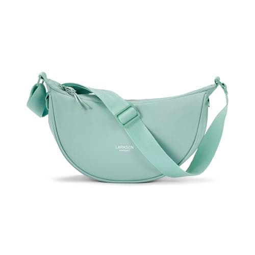 Larkson Crescent Bag Ladies Mint - Solveig Small - Cross Body Bag Women - Sling Shoulder Bags in Half Moon Shape - Womens Dumpling Bags with Adjustable Strap
