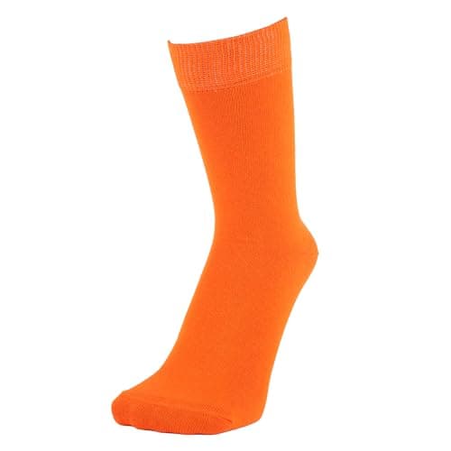 ZAKIRA Combed Cotton Dress Socks - Plain Colour Business Crew Socks for Men & Women, Soft Breathable Cotton, 6-10 (UK), Orange — view 2