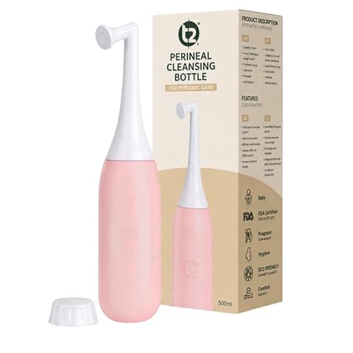 T2 Peri Bottle 500ml - Portable Postpartum Bidet for Women, Perineal Care & Pain Relief After Birth - Angled Nozzle, BPA-Free EVA, Travel Cap & Bag - Hospital Bag Maternity Essential (Rose Pink)