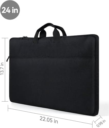 24" Waterproof Shockproof Laptop Sleeve with Large Capacity Side Pockets & Durable Handle, Compartments for Portable Monitor/Laptop/Notebook/Tablet — view 2