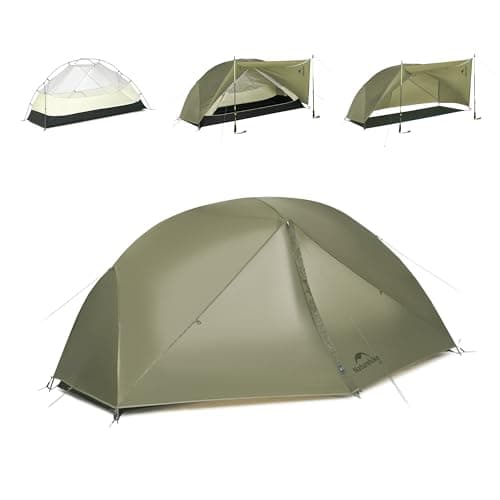 Naturehike Mongar Pro Ultralight Tents Windproof Waterproof Trekking Tent Portable 1 Person Tent 3-4 Season for Camping Hiking (Olive Green / 1 Person)