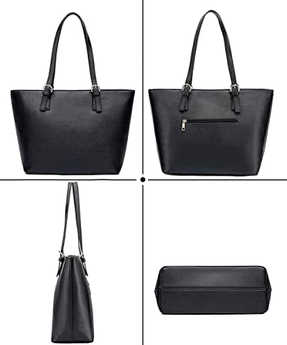 WEDMAY Women's Black School Handbag, Large Tote Bag with Adjustable Straps — view 3