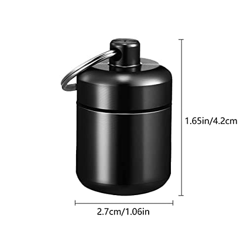 DRERIO Small Pill Box Metal Pill Holder Keyring Waterproof Pill Organiser Round Portable Pill Container Small Capsules Pill Case Grey for Outdoor Travel Camping Fishing Storage — view 6