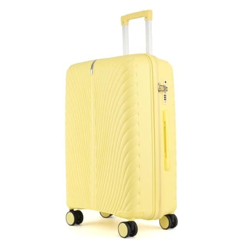 Fly Kite Luggage 28 Inch Large Suitcase 100% Polypropylene Hard Shell with Aluminium Trolley Handle Real TSA 3 Digit Secure Lock 360° Smooth Wheels Lightweight Suitcase|Yellow