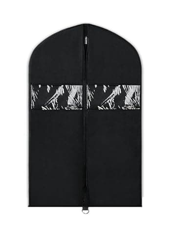 Black Garment Bag Suit Bag for Storage and Travel 43 inch AND 60 inch Washable Suit Cover for T-Shirt, Jacket, Suits, Coats, Woven Fabrics (1 X BLACK, 24'' X 43'')