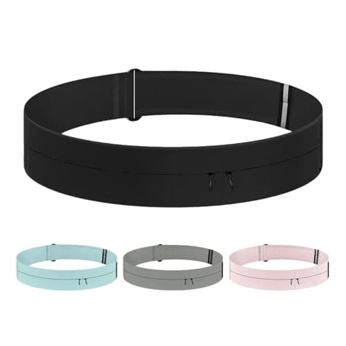 Unisex Running Belt Women Men Runner Waist Pack Phone Holder Bag for Marathon Jogging Sport Workout Exercise Fitness (Black, Large)
