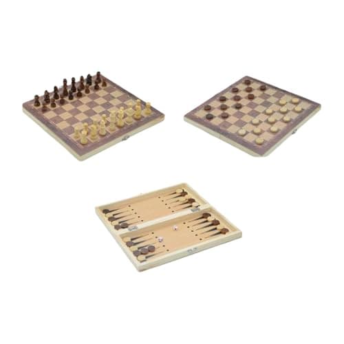 QLECXZI Lightweight Chess Set 3 In 1 Board Games Travel Case Camping Trips Family Reunions Outdoor Fun Allowing For Fun And Challenging Games While Improving Cognitive Skills And