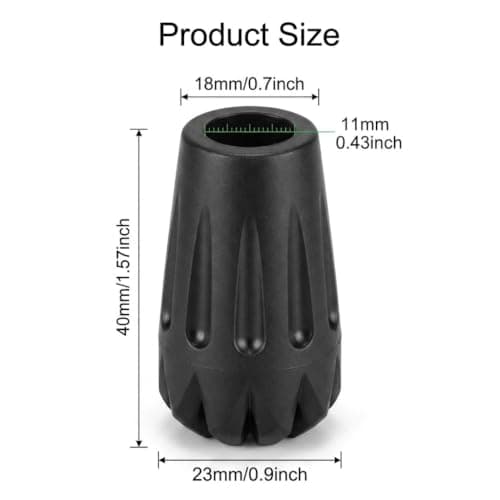 6-Pack 23mm Walking Stick Ferrules,Wide Bore Rubber Tips for Thick Poles — view 2