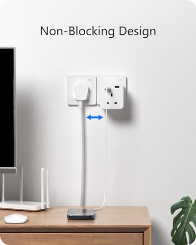 LENCENT Multi Plug Extension with 2 USB, 3 Way 3 Plugs Socket Adapter — view 4
