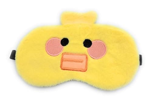 Cute Animal Eye Masks, Soft Plush Fluffy Sleeping Eye Cover, Blindfold, Assorted Designs (Yellow Duck)