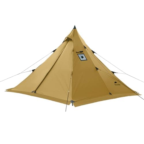Naturehike Fire Tent 2-6 Person Thermal Warm Pyramid Indian 4-season Tent with Stove Windproof and Waterproof suitable for Winter Camping Tents for Winter Travel and Heating