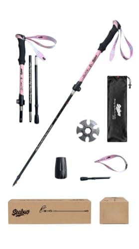 Collapsible Hiking Trekking Poles,140cm Retractable Walking Poles with EVA Grips & Adjustable Wristband,Foldable Non Slip Hiking Sticks for Backpacking Mountaining (yellow,1 pack) — view 3