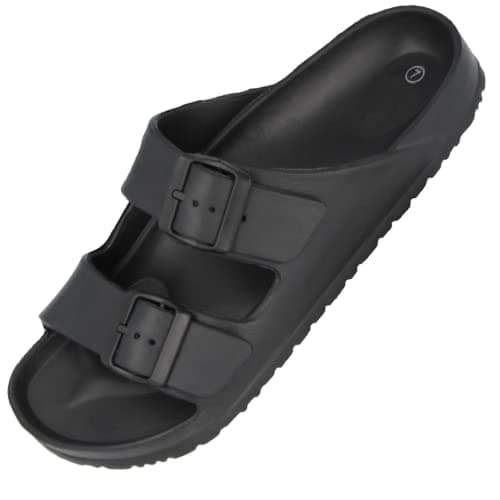 Yinka Shoes Mens Double Buckle EVA Sandals Black UK 10 — view 2