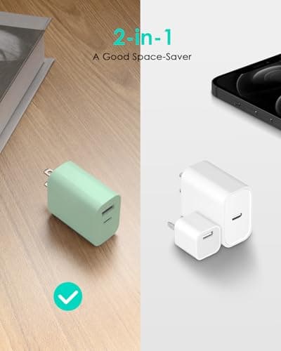Adpater USB C Charger, 4-Pack Fast Charging Block Multiport, PD 20W USB-C and QC 3.0 USB Port for IP 16/15/14/13/12/11/X/8, i Pad, Sam Sung, Google, Galaxy and Plus - Green — view 4