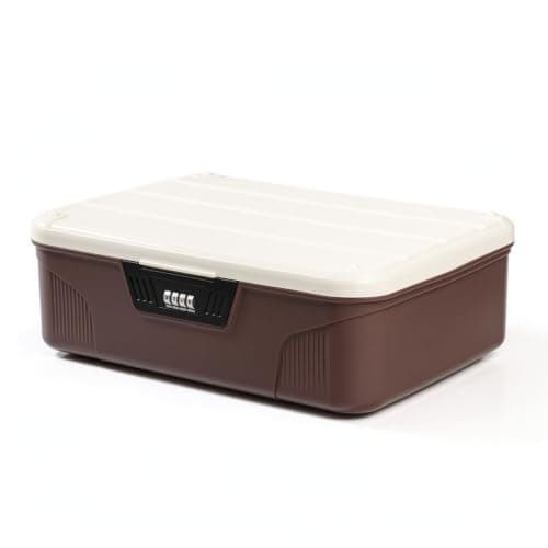 YIXANNX Password Lock Box Valuables Organizer For Home,brown,medium