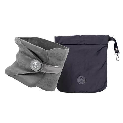 trtl Travel and Airplane Pillow - Real Sleeping Experience on Long Flights - Neck and Shoulder Support - Super-Soft, Lightweight, Easy-to-Carry, and Machine-Washable Flight Pillow - Grey