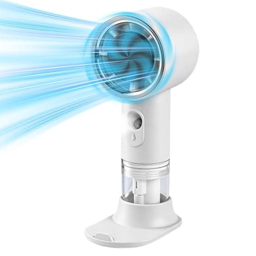 Handheld Misting Fan, ABS Rechargeable Portable Spray Cooler | 3 Speed, Quiet, Compact | Personal Mini Desk Fan for Travel Outdoor Beach Picnic Office, Summer es-sentials — view 5