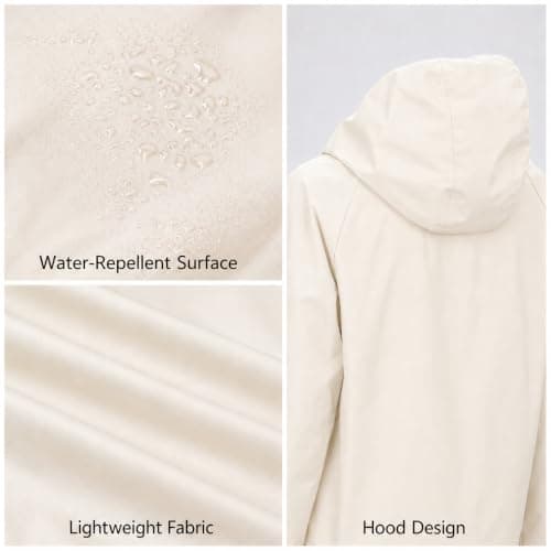 Innfttwo Lightweight Rain Jackets Womens ladies Waterproof Jackets with Hood Packable Raincoat Women for Running Cycling Hiking (UK, Alpha, XL, Regular, Regular, Beige) — view 4