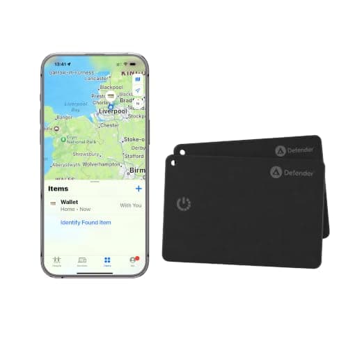 Card Defender Finder Bluetooth Wallet Tracker Card Compatible with Apple Find My & Android Find Hub, Global Tracking for Wallets, Bags & Luggage, Rechargeable Battery, IP68 Waterproof