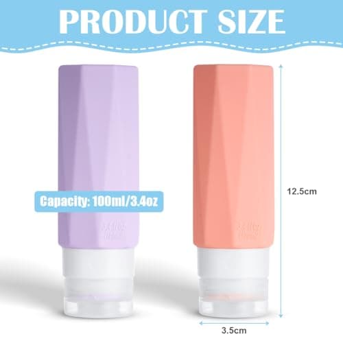 OSDUE Silicone Travel Bottle, 7 Pack Set 100ml Squeezy Travel Bottles Leak Proof Refillable Squeezable Containers Pots for Lotion Liquid Shampoos Soap and Toiletries — view 2