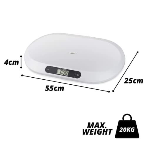 Marco Paul 20kg Electronic Baby Weighing Scales Infant Pet Bathroom Toddler Body Digital Scale for Babies or Small Animals Battery Operated White Multi-Function Baby Scale Monitor Health Growth — view 2