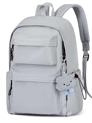 FIORETTO Backpack Womens School Bag Girls Boys, Lightweight Water-Resistant Fits 15.6” Laptop Large Capacity Rucksack with Anti-Theft Pocket, Ideal for School College Commuting Travel Grey