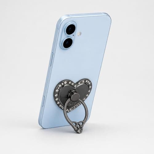 Rohans RK TECH Phone Ring Bracket holder, Love Heart Diamond Shape Finger Grip Stand Holder Ring Car Mount Phone Ring Grip Smartphone Ring stent Tablet Rose Gold (Heart Black) — view 3