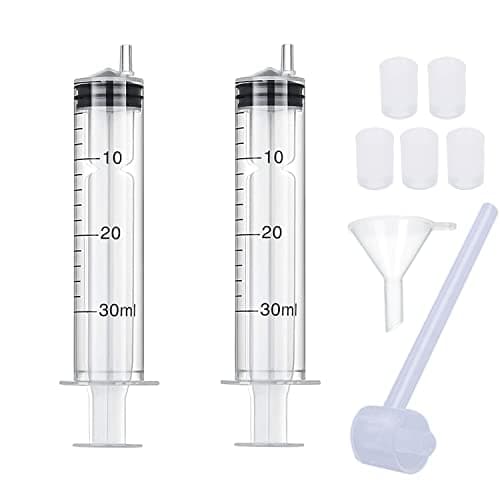 2 Pack 30ml Reusable Plastic Syringe with Extraction Adapters Funnel and Cosmetic Dispenser Pump for Perfumes Transfer to Empty Bottles