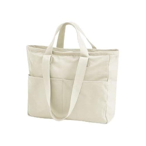 Westford Mill - Double Handle Cargo Pocket Tote - Tote for Women and Men, Swimming, Travel, Gym, Cabin, Travel Essentials, Yoga Bag, Beach Bag, Sports Bag - 100% Cotton Canvas